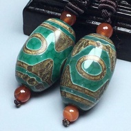 Free Shipping Dzi Beads Pendant Tantric Green Three-Eyed Dzi Beads Antique Dzi Beads Oversized Dzi B