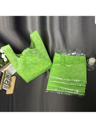 50袋1-10加侖聖派翠克節塑料t卹袋,螢光綠色橄欖球紋-大量塑料袋,感謝袋,雜貨袋,外帶袋,購物袋和批發包裝袋用於超市,手提袋,車內垃圾袋,包裝袋,商品袋,閣樓儲物的各種用途,大號和小號的垃圾袋,可用於營業用塑料袋