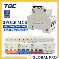 TBC 3 Pole Miniature Circuit Breaker (MCB)  With SIRIM Approved 6 / 10 / 16 / 20 / 32 / 40 / 50 / 63
