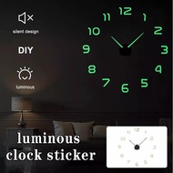 Luminous DIY 3D Art Wall Clock Quartz Movement Sticker Clock Decor for Living Room and Bed Room