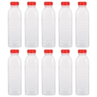 10Pcs 500ml Disposable Plastic Empty Bottles Transparent Bottles with Scale, Ready Stock, Wholesale Price