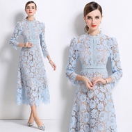 202512v New 8593# crew neck cut-out lace dress