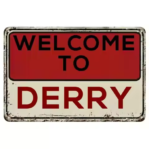Derry Metal Welcome Sign Stephen King IT Wall Decor Vintage Heavy Duty Iron Home Decor