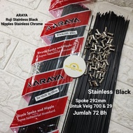 Spoke Spokes 292 ARAYA 292mm STAINLESS Black Rims 700c 29 Contents 72Bh