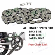 FNC Heavy duty Single Speed Bike Chain 1/2x1/8 - 116 Links Two-Tone with Chain Links BMX FIXIE Bike