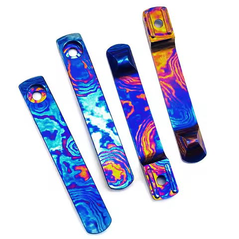 CNC Timascus / Damascus Titanium Integrated Pocket Clip Clamp for Spyderco Para 3 Lightweight Dragon
