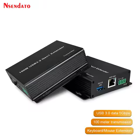 USB3.0 Extender 100M 4 Port USB 3.2 Gen 1 Extender over Rj45 Cat6 5Gbps High-Speed USB Extender Supp
