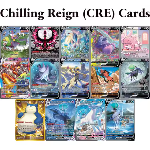 PKM Chilling Reign (CRE) Proxy Foil Game rare Cards Blaziken Calyrex /VMAX Snorlax Galarian Moltres 