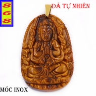 Mặt dây chuyền Phật Thiên Thủ Thiên Nhãn đá mắt hổ 3.6cm - Phật bản mệnh tuổi Tý - Mặt size nhỏ - Tặ