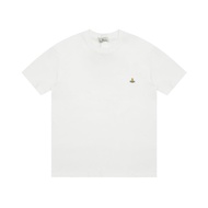 Vivienne Westwood West Queen เสื้อยืดคุณแม่ดั้งเดิม2023 Vivienne Saturn ปักแขนสั้นเสื้อคู่หลวมเส้นใย