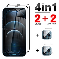 【cw】 4 in 1 Protective TemperedGlass For Iphone SE 2020 12 Screen Protector For Iphone 12 Pro 12 Pro Max 12 Mini Phone Camera Lens
