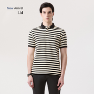 LTD เสื้อโปโลลายทาง ผู้ชาย สีเบจ | New Gen Striped Polo Shirt | 03590