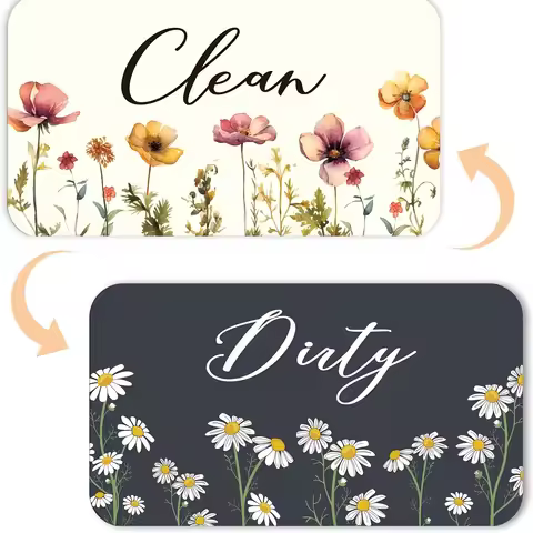 Double‑Sided Magnetic Dishwasher Flip Indicator, Clean & Dirty Soft Magnet Sign, Essential Kitchen G