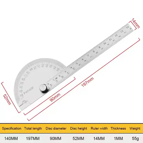 Protractor Angle Ruler Dividing Gauge Angle Ruler 180 Degree Semi Circular Carpenter Angle Ruler 14c