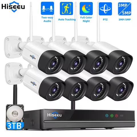 Hiseeu H.265 16CH NVR 5MP Wifi Surveillance Camera System Color Night Human Motion 2 Way Audio WiFi 