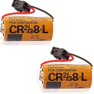 (Pack of 2) CR2/38.L 3V Battery 2000mAh with Black Head for Fuji CR2/3 8.L 3V PLC Lithium Battery FD