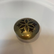 Vintage 印度鑲木片黃銅飾品盒