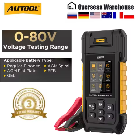 AUTOOL BT960 Lithium Battery Test 0-80V Car Battery Tester Lead Acid Battery Analyzer With Printer 3