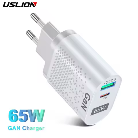 USLION 65W GaN Charger USB C PD KR Plugs Fast Charging GaN Charger Phone Quick Charging Type C For I