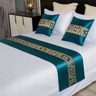 TONGGUMO | satin bedsheet Luxurious Bed Runner Satin Wave Jacquard