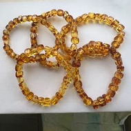 天然花珀方形珠手串 Amber $50/串