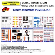 T011-020 Transparent Hotwheels Decal 1/64 LBWK, Redbull, Mugen, K&N,Motul
