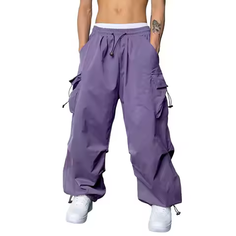 Cargo Pants For Men Baggy Long Pants,Men'S Parachute Cargo Pants Lightweight Pants Drawstring Loose 