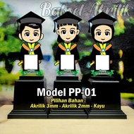 MODEL PP-01 souvenir wisuda plakat bahan akrilik kayu mdf