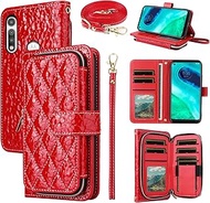 Furiet Argyle Wallet Case for Moto G Fast 2020 with Crossbody/Wrist Strap Luxury PU Leather Kickstan