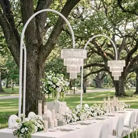 2Pcs Crystal Chandelier Tall Metal Floor Lamp for Wedding Table Centerpiece Aisle Marker Event Deco