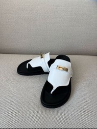 Hermes Empire sandal拖鞋 女款人字拖白色金扣
