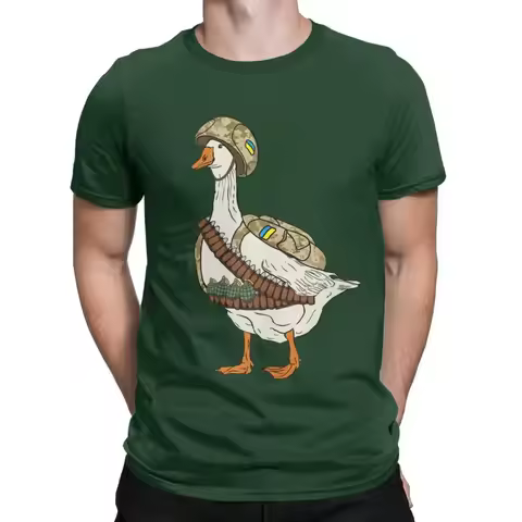 Ukrainian Combat Goose Military Army Solder Funny Ukrainian Defender of Ukraine Pure Cotton Tops Cre