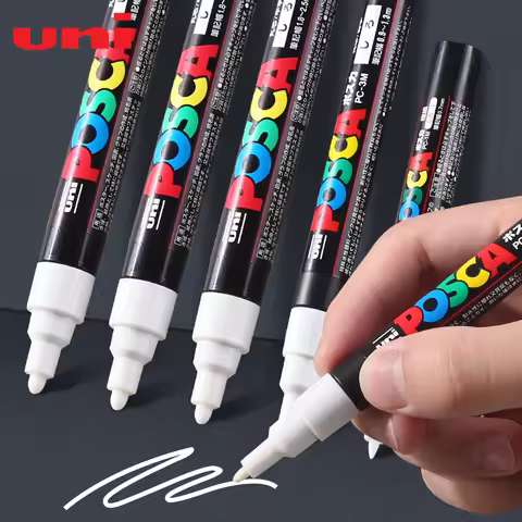 3pc Uni White rotulador permanente,Posca Acrylic PC 1M 3M 5M Black Paiting graffiti Rotuladores For 