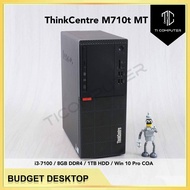 Lenovo ThinkCentre M710t MT Intel i3-7100 8GB RAM 1TB HDD Win 10 Pro Refurbished Desktop PC