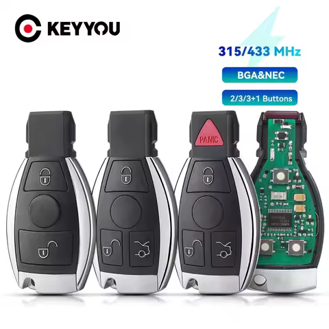 KEYYOU 5pcs 2/3/4 Buttons Remote Smart Car Key 315Mhz 433MHz BGA Style for MB Mercedes BENZ C E S Su