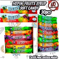 HEPIN FRUITS SYRUP SOFT CANDY 30PCS(GRAPE/OREN/EPAL/STRAWBERRY/NENAS)