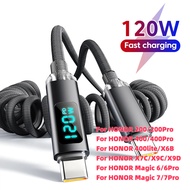KAIYUE 120W USB C to Type C Super Charging LED Digital Display Spring Cable USB A to Type C Cord Wir