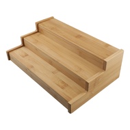 3-Tier Non-Expandable Bamboo Spice Rack Step Shelf Cabinet Organizer