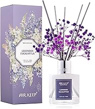 Airkeep Diffuser Set,3.38 fl oz (100 ml) - Lavender Eucalyptus Oil Diffusers with 8 Sticks, Home Fragrance Diffuser for Bathroom Shelf Decor