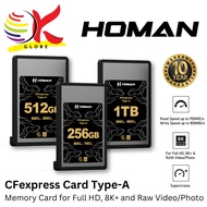HOMAN CFEXPRESS CARD TYPE-A MEMORY CARD FOR FULL HD, 8K+ AND ROW VIDEO/PHOTO & SUPERCRUISE -256GB / 