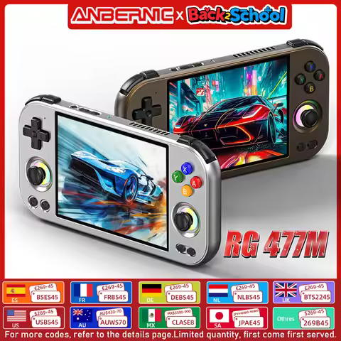 ANBERNIC RG 477M Retro Handheld Game Console Aluminum Alloy CNC Android 14 4.7 Inch LTPS In-Cell Tou