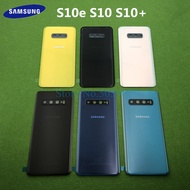 Original Samsung Galaxy S10e G973 S10 G970 S10 Plus G975แผงด้านหลังแบตเตอรี่แก้วฝาหลังประตูกล้องแก้ว