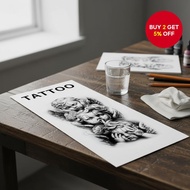 Waterproof Long-Lasting Fake Tattoo Sticker Angel Wings Black White for Party