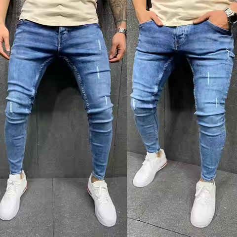 Mens Jeans Jeans Denim Distressed S 3xl Jeans Elastic Slim Fashion Men'S Pants Fashion Street Style 