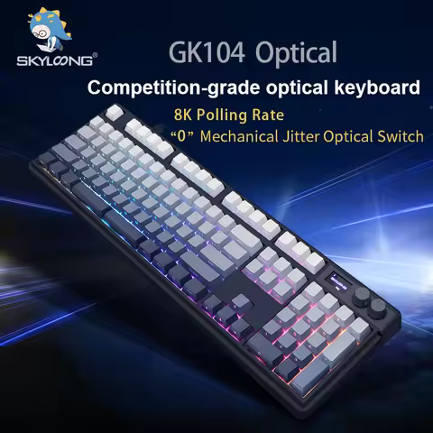 SKYLOONG Optical Switches Keyboard 8k Polling Rate USB-C Wired RGB Backlit GK75/GK87/GK980/GK104 Low