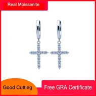 Moissanite Diamonds With Certificate 925 Silver Original Italy Legit Cross Earrings Diamonds White G