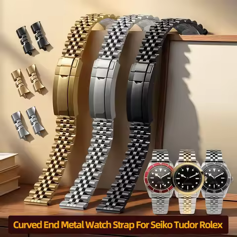 20mm 22mm Curved End Jubilee Stainless Steel Bracelet For Rolex GMT Seiko Tudor Men's Metal Replacem