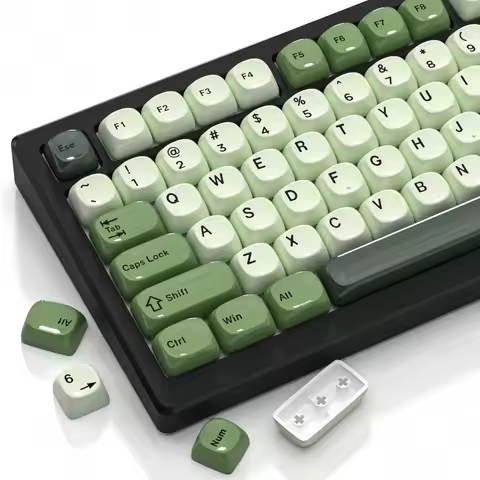 Matcha Green PBT Keycaps,136 Keys MOA Profile Custom Glossy Ceramic Style Dye Sublimation PBT Keycap