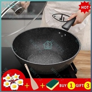 Maifan stone 28/30/32/34cm pot induction cooker gas can be used wok non-stick pan Stock household frying  no oily smoke cooking pot