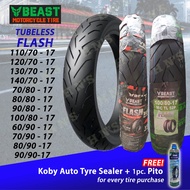 BEAST Flash Tubeless Motorcycle Tires Rim17 ( 60/90-17 , 70/80-17 , 70/90-17 , 80/80-17 , 80/90-17 ,